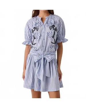 Essentiel Antwerp Jindonesia 3D Flower Shirt Dress - Blue
