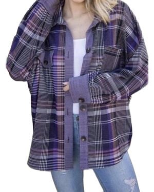 Elli Plaid Shacket - Blue