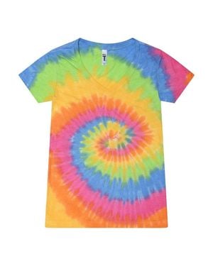 Colortone Tie-Dyed V-Neck T-Shirt - Gray