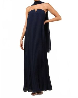Lulus Lael Pleated Strapless Dress And Scarf Set - Blue