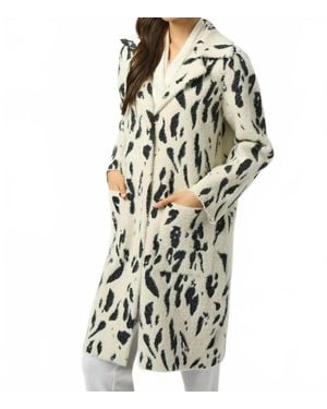 Joseph Ribkoff Animal Print Faux Fur Coat - White