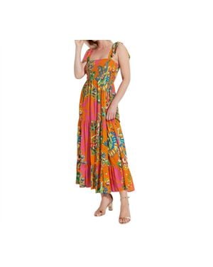 oolala Smocked Body Floral Dress - Orange