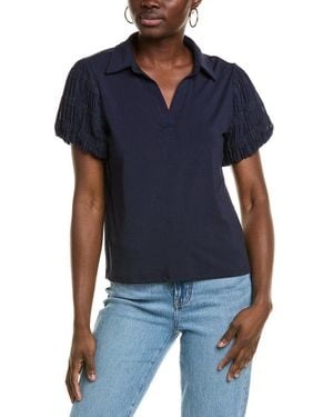Nanette Lepore Gathered Puff Sleeve Blouse - Blue