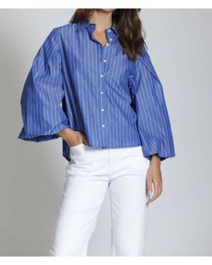 Apny Blouson Front Button Shirt - Blue