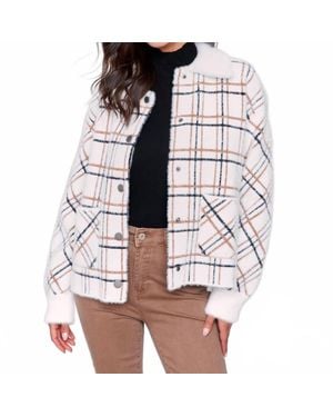 Charlie b Short Plaid Knit Jacket - Brown