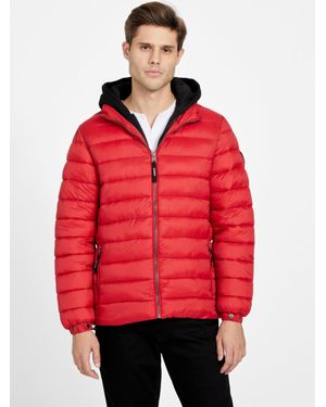 Guess Harrison Hooded Quilted Jacket - Red