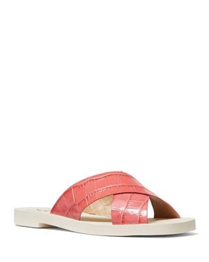 Michael Kors Glenda Sandals Cross Strap Slip-On Slide Jobb428 - Pink