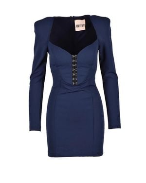 Aniye By Fitted Mini Dress With Deep Square Neckline - Blue