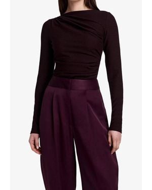 Smythe Ruched Knit Top - Purple