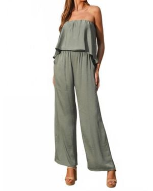 Kld. Signature Satin Cascade Strapless Jumpsuit - Green