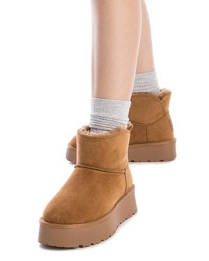 Xti Suede Ankle Winter Boots 142197 - Natural