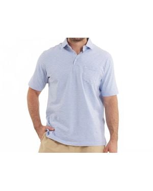 Southern Marsh Nantucket Relaxed Short Sleeve Stripe Polo - Blue
