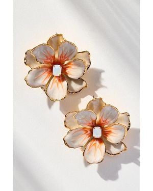 The Pink Reef Handpainted Earrings - White