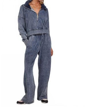 Michael Lauren Maui Fly Front Wide Leg Pants - Blue