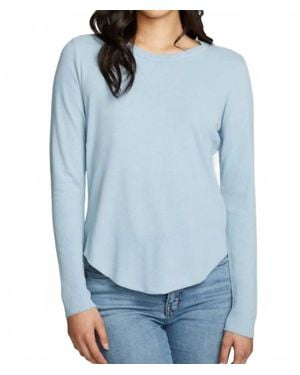 Chaser Brand Long Sleeve Crew Neck Shirttail Tee - Blue