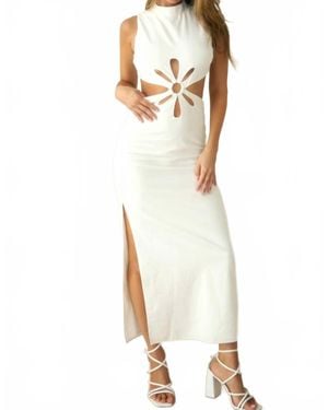 EB Luxe Flower Cut-Out Maxi Dress - White
