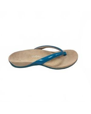 Vionic Dillon Crinkle Patent Sandals - Blue