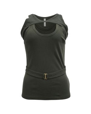 Dion Lee Layered Ribbed-Knit Tank Top - Green