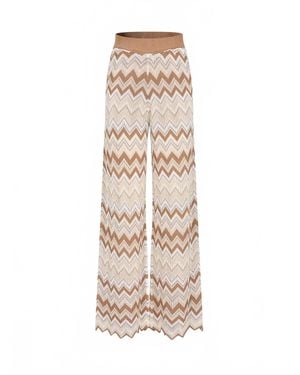 Riviera Geometric Pattern Knit Pants - Natural