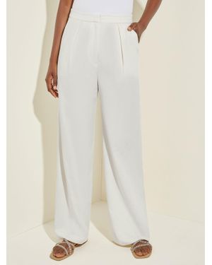 Misook Tailored Wide Leg Stretch Twill Pant - White