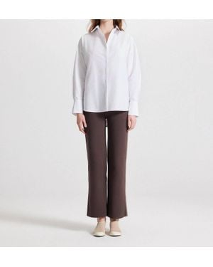 Theo the Label Echo Print Back Banker Shirt - White