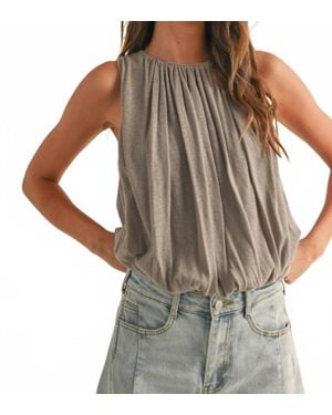 Miou Muse Linen Knitted Bubble Bottom Top - Gray