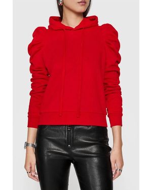 Rebecca Minkoff Janine Puff Sleeve Hoodie Top - Red