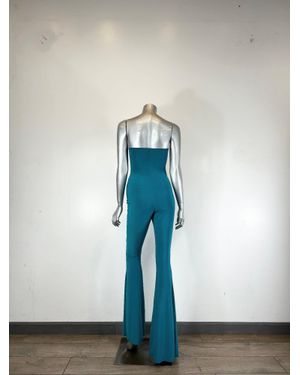 TRUEDAMES Cut-Out,Strapless Jumpsuit That Flares Out - Blue