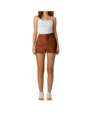 Bella Dahl Cuffed Hem High Rise Utility Lyocell/Linen Short - Brown