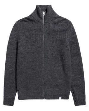 Norse Projects Hagen Wool-Cotton Ribbed Full-Zip Jacket - Gray