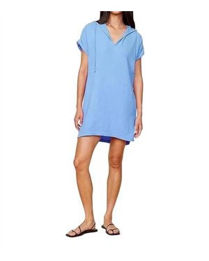 Monrow Gauzed Hooded Coverup Dress - Blue