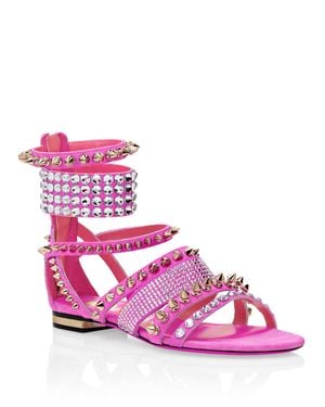 Philipp Plein Suede Sandals Flat Studs - Pink