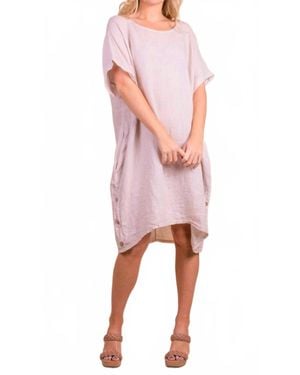 Gigi Moda Bobbio Linen Short Sleeve Midi Dress - Pink
