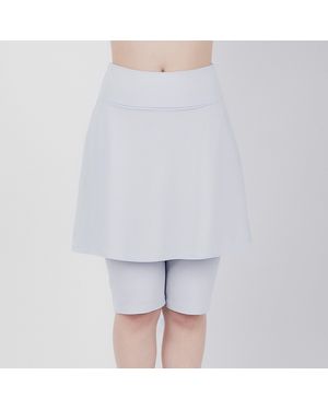 Calypsa Plus Flared Mid-Thigh Swim Skirt With Bike Shorts - Blue
