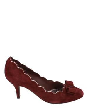 Ferragamo Carla Stud-Embellished Suede Pumps - Red