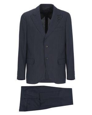 Lardini Pin Lapel Wool Suit - Blue
