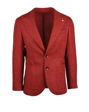L.B.M. 1911 Rounded Wool Jacket With Button Closure And Patch Pockets - Red