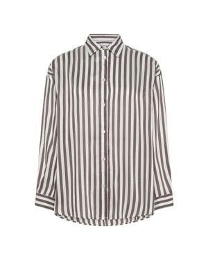 Cruna Ivy Pinstriped Silk-Blend Satin Shirt - White