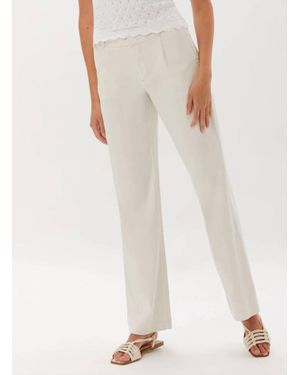 ecru Parsons Belted Wide Leg Pant - White