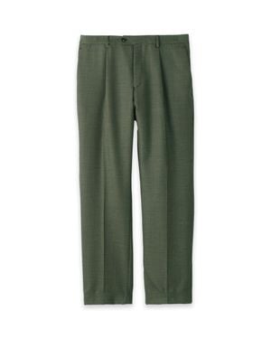 Paul Fredrick Houndstooth Wool Single Pleat Suit Pants - Green