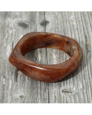 Fashnzfab Abstract Square Resin Bangle Bracelet - Brown