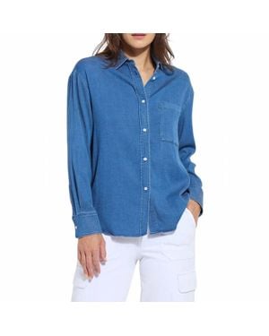 Lyssé Bay Crop Chambray Shirt - Blue