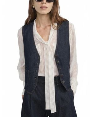 FRAME Denim Button Closure Jacket Vest - Blue