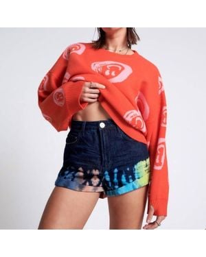 One Teaspoon Bandits High Waist Denim Shorts - Red