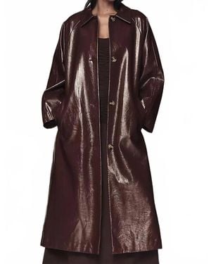 FRNCH Halimi Faux Leather Trench Coat - Purple
