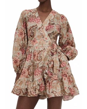 Zimmermann Daylight Mini Wrap Frill Dress - Brown