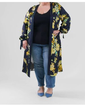 Marée Pour Toi Printed Floral Long Sleeve Duster - Blue