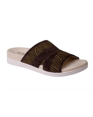 Spenco Twilight Ellie Sandals Us Leather Open Toe Slide Gal685 - Brown