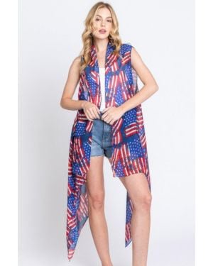 TRUEDAMES American Flag Vest - Blue