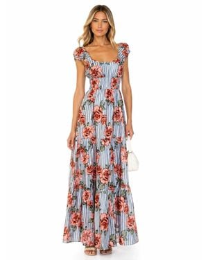 Hutch Rose Floral Maxi Dress - White